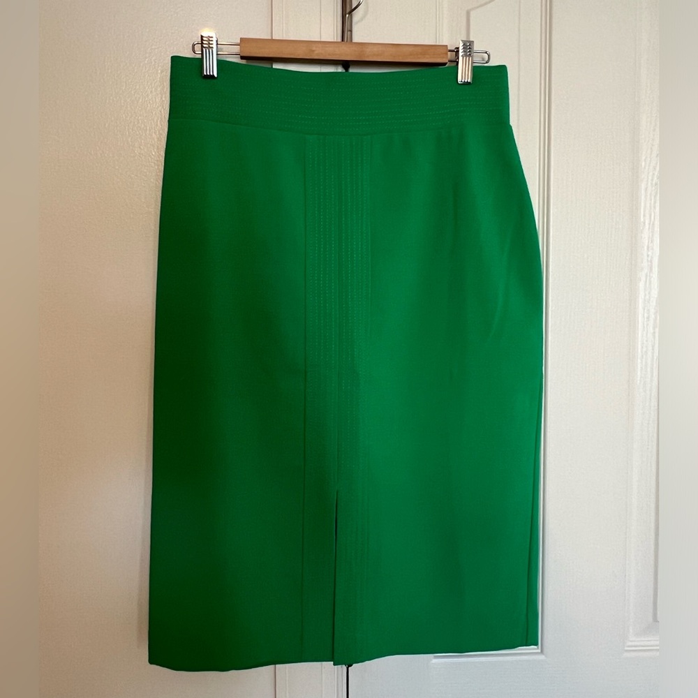 Ann Taylor Green Pencil Skirt with Front Slit